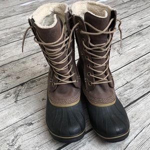 Sorel Slimpack tall lace up leather boots